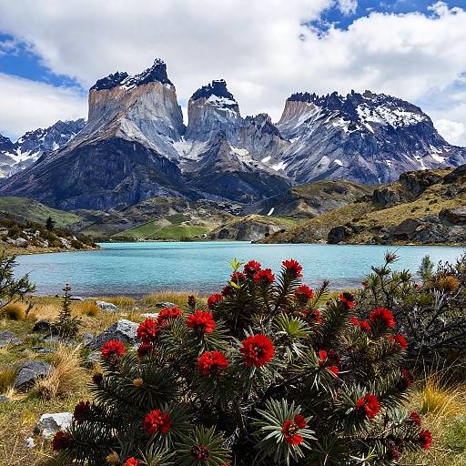Vibrant Mountain Landscape with Flowers
