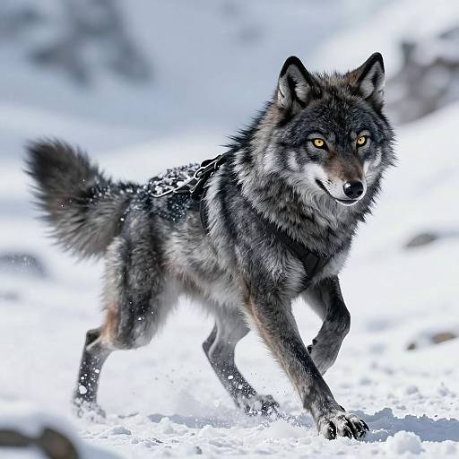 Furry Wolf Girl in Snowy Battle