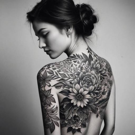 Woman with Floral Back Tattoo