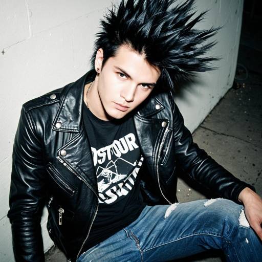 Young man in spiked hair and leather jacket