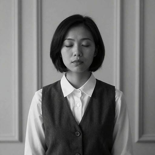 Serene Portrait of a Woman in B&W