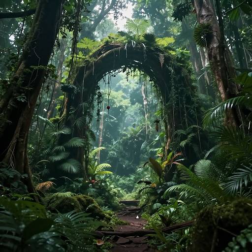 Ethereal Portal Over Serene Jungle