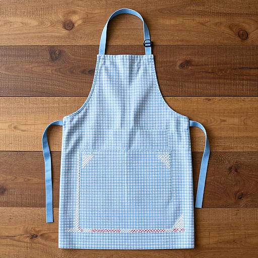 Vintage Light Blue Gingham Apron