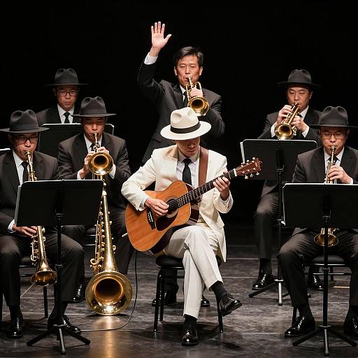 Dynamic Jazz Band Performance on Stage