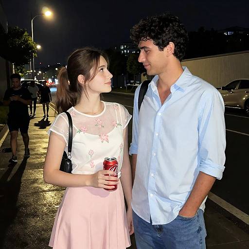 Young Couple at Night on City Street