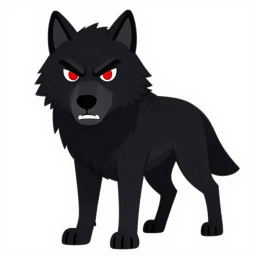Angry Black Wolf Cartoon Vector
