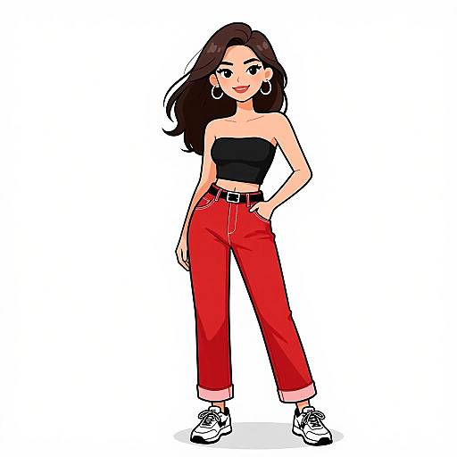 Smiling Woman in Chic Casual Outfit