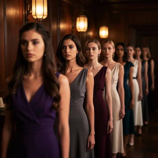 Elegant Women in Dimly Lit Room