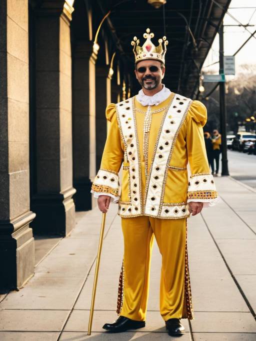 Man in Mardi Gras King Costume