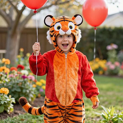 Joyful Child in Tiger Costume