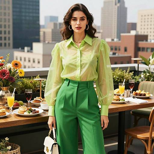 Retro Chic Woman at Urban Rooftop