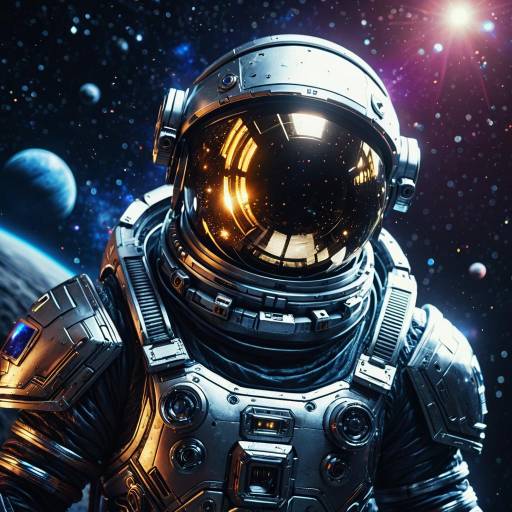 Astronaut in Space Suit Against Planetary Background