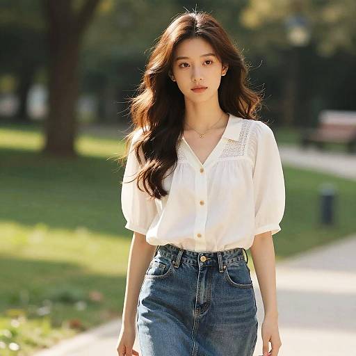 Feathered Layers Hairstyle in Park