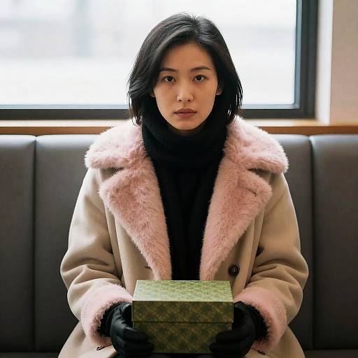 Chic Asian Woman in Cozy Booth
