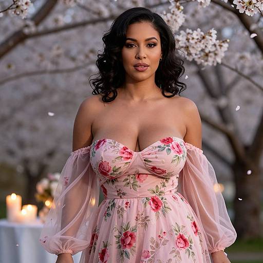 Romantic Cherry Blossom Woman Portrait