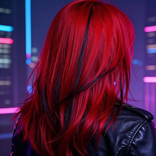 Cyberpunk Red Hair With Neon Glow