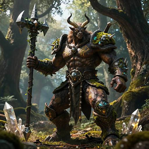 Sylvan Naga Warden with Basalt Halberd