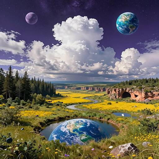 Psychedelic Celestial Natural Landscape