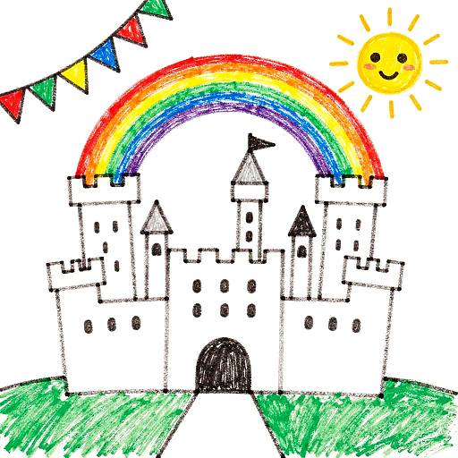 Whimsical Child's Castle Drawing