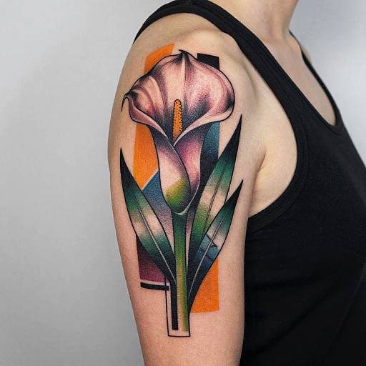 Geometric Calla Lily Shoulder Tattoo