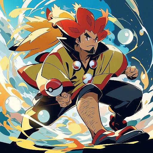 Illustration of Alder (pokemon), pokemon in the style of Ushiki yoshitaka