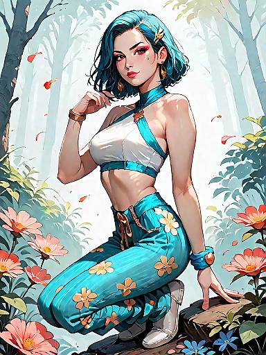 Bohemian Woman in Floral Palazzo Pants