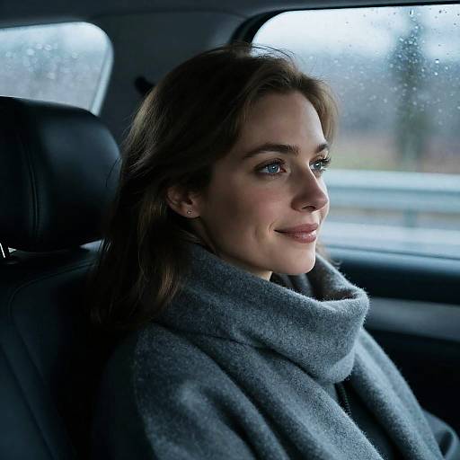 Cozy Car Ride with a Charming Smile