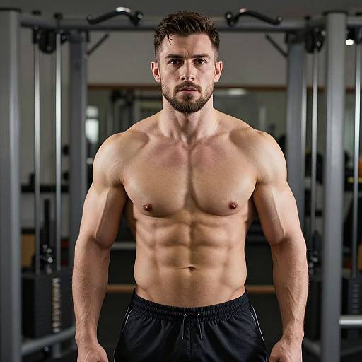 Athletic Bearded Man in Gym