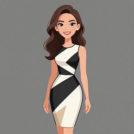 Chic Woman in Geometric Dress