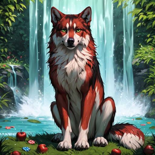 Gentle Alaskan Malamute by Waterfall Gentle Alaskan Malamute by Waterfall