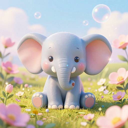 Whimsical Miniature Elephant Portrait