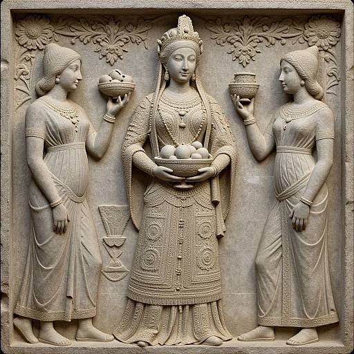 Ornate Bas-Relief of Aristocratic Woman