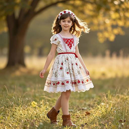 Joyful Girl in Floral Meadow
