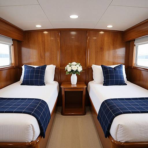 Cozy Luxurious Yacht Cabin Interior