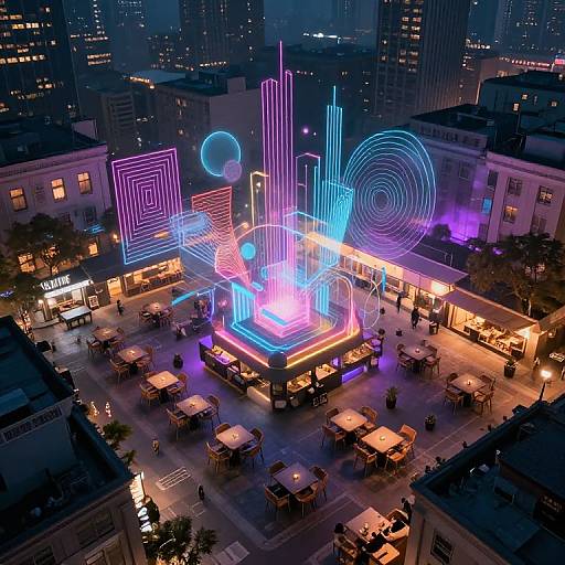 Aerial Night Cafe Digital Art