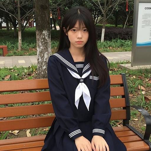 Serene School Girl in Nature