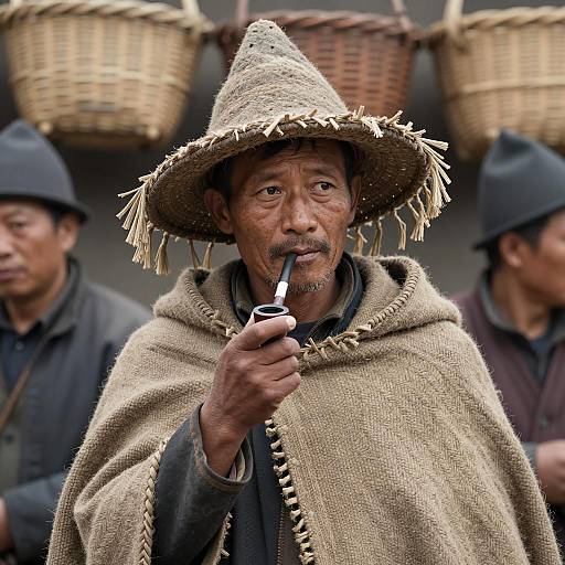 Mysterious Man in Woven Attire