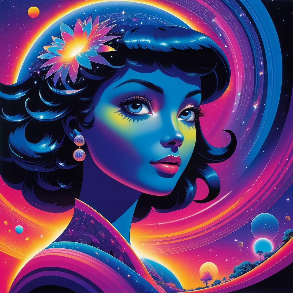 Vibrant Cosmic Girl in Neon Colors