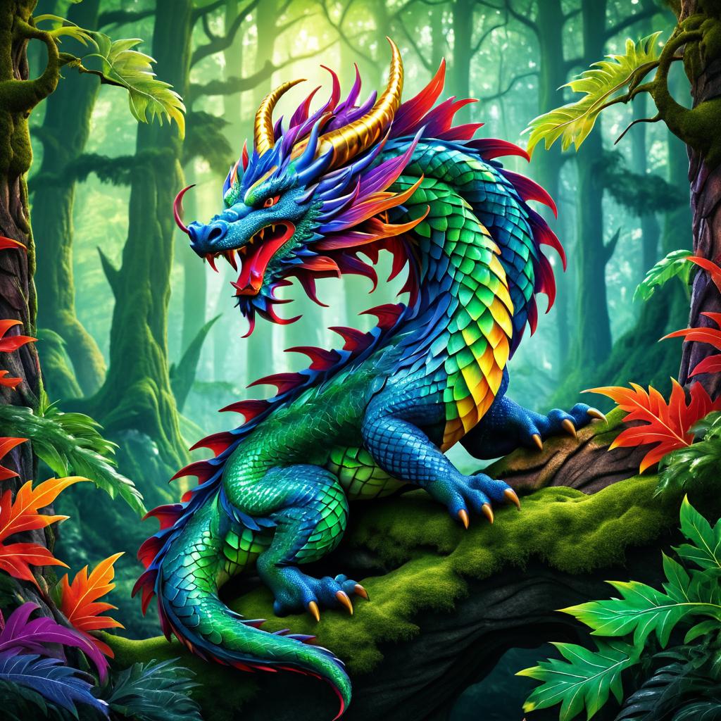 Vibrant Fantasy Dragon Pinup Illustration