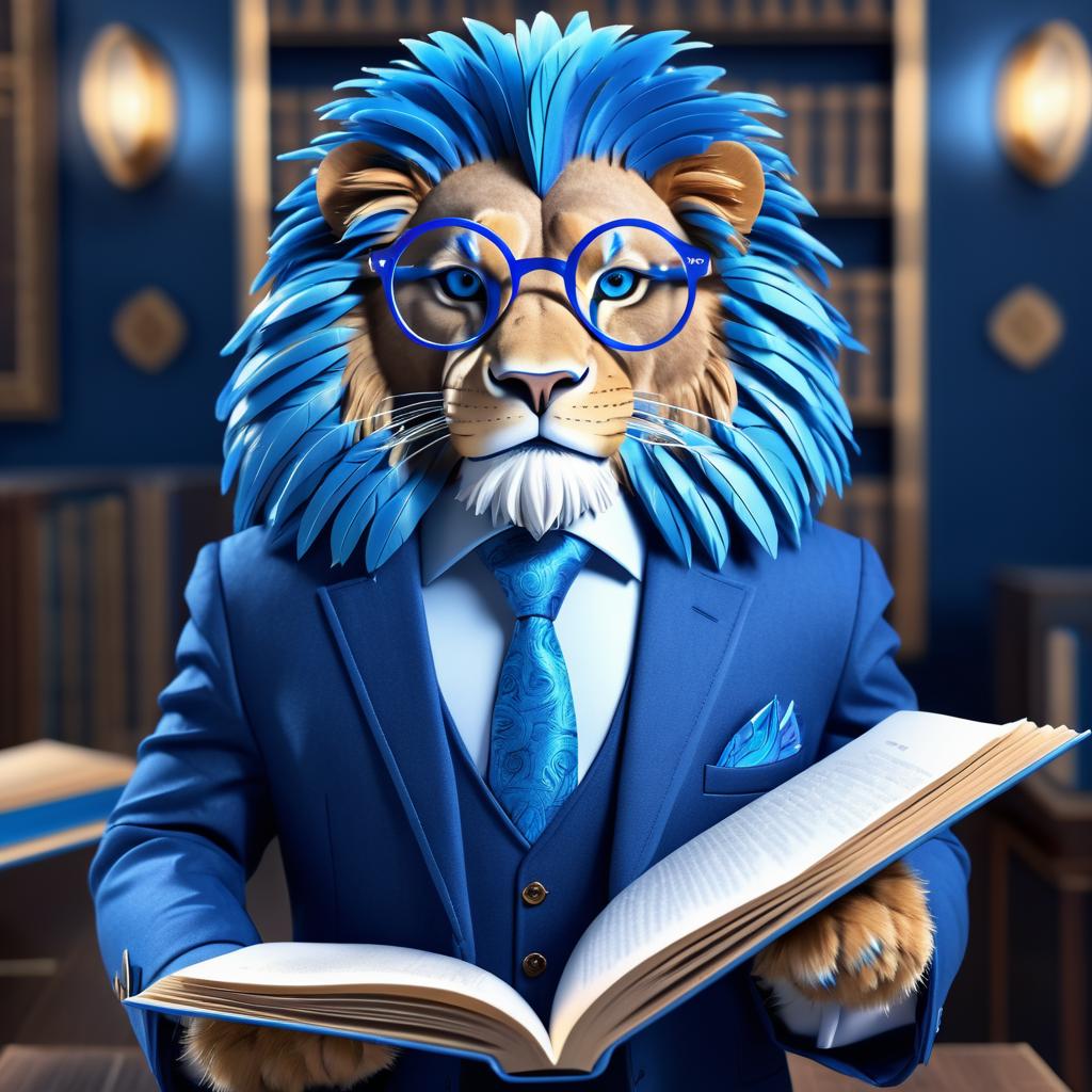 Intellectual Lion in Stylish Attire