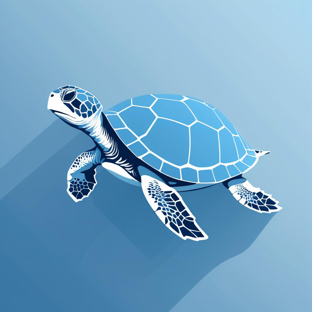 Minimalist Turtle Illustration in Misty Blue