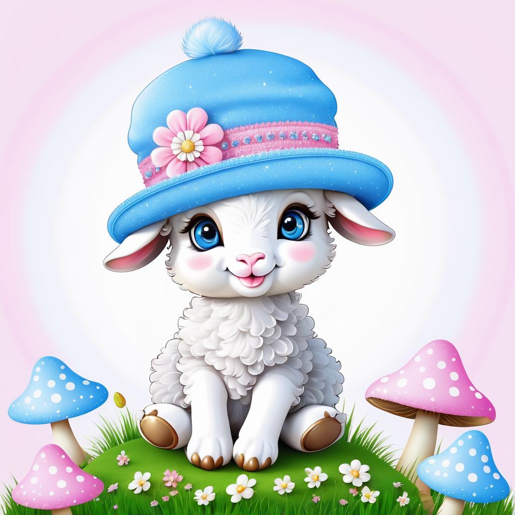 Adorable Baby Lamb in Whimsical Setting