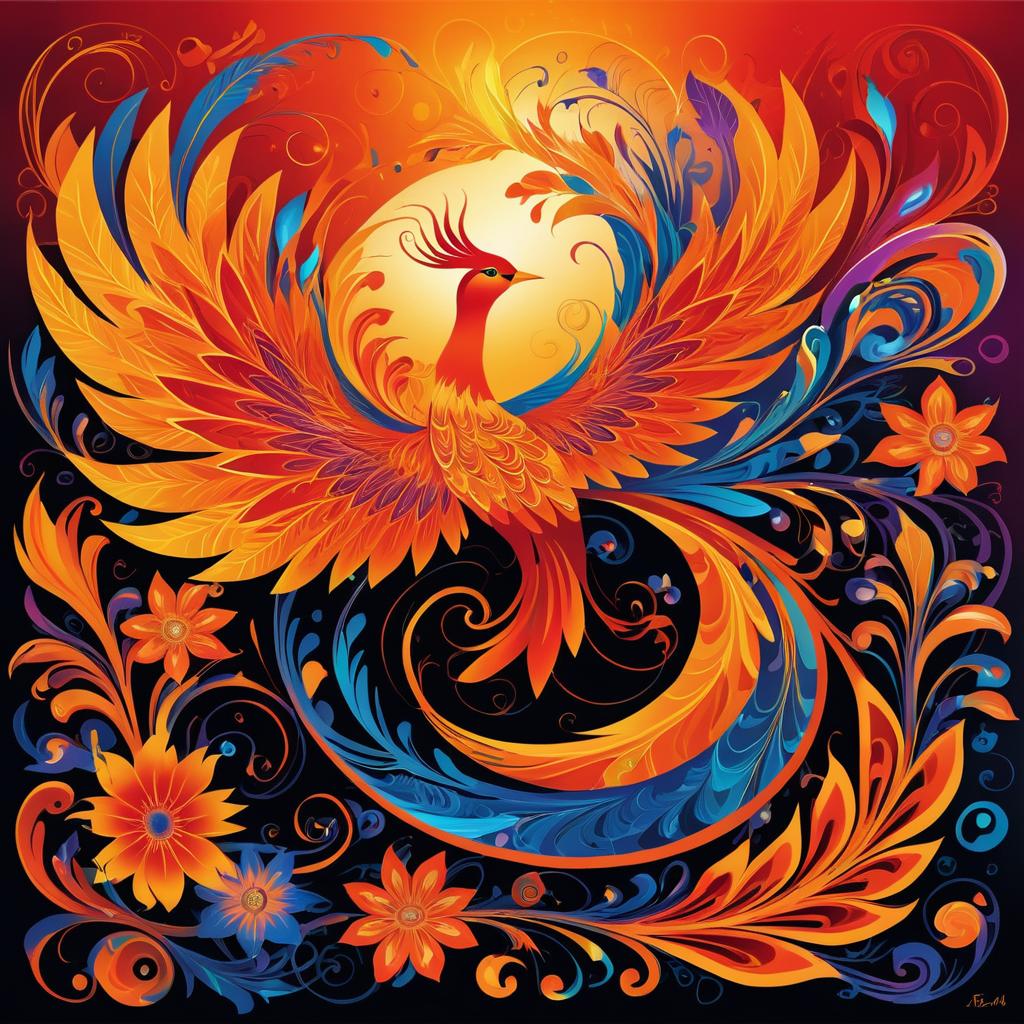 Surreal Phoenix in Vibrant Colors