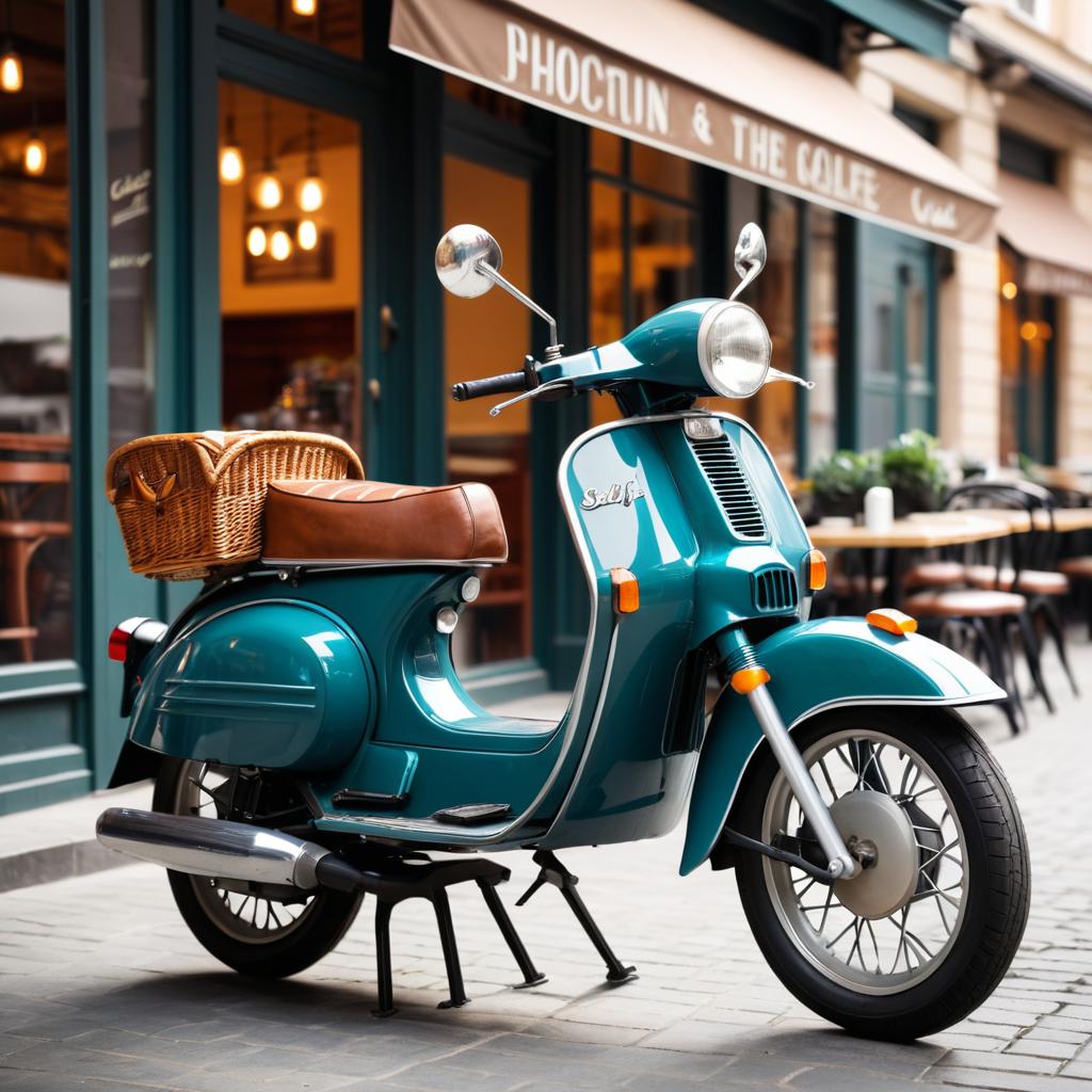 Charming Classic Moped at Urban Cafe