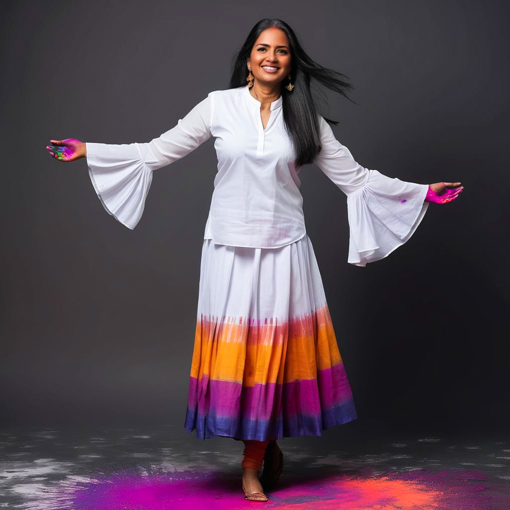 Joyful Woman Celebrating Holi in Colors