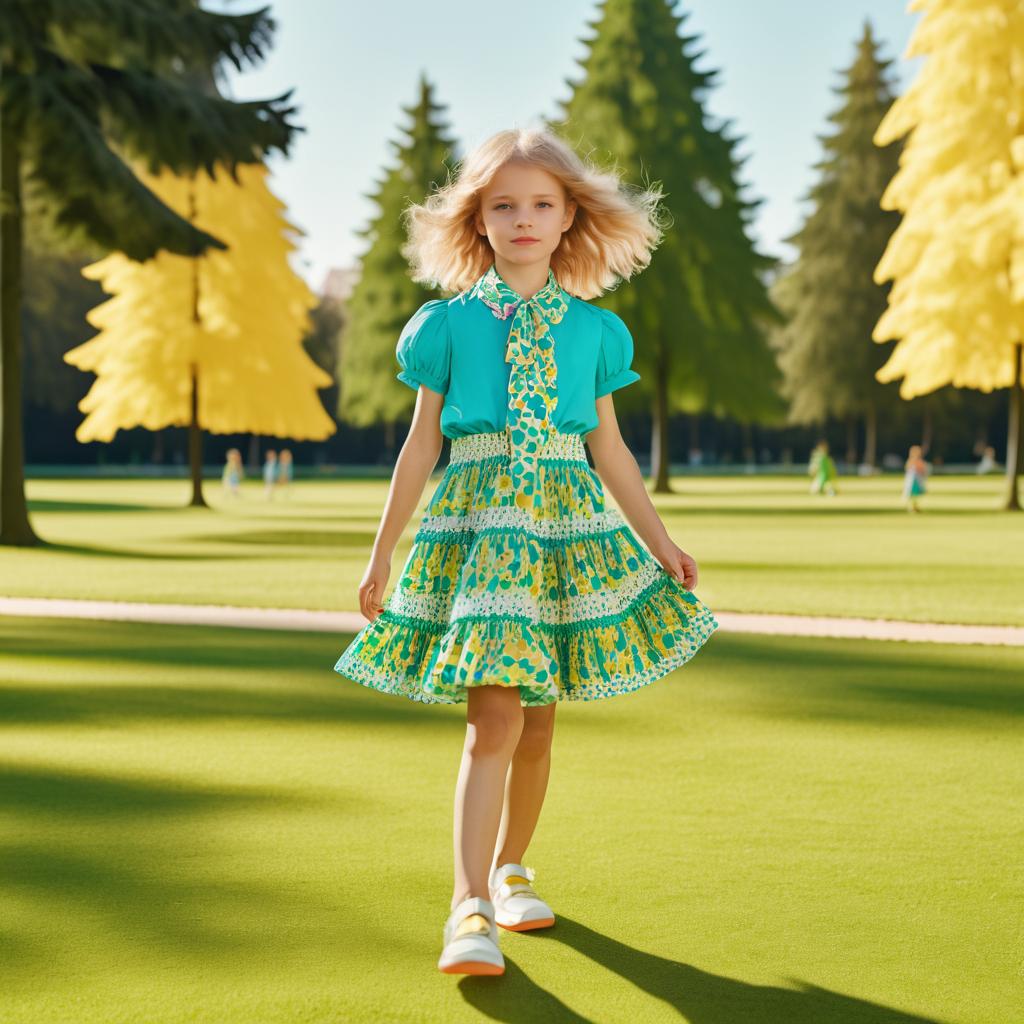 Playful Child Fashion in Sunny Park