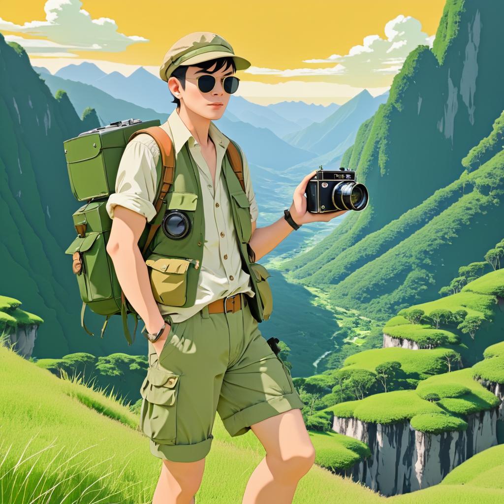 Anime Landscape Photographer in Majestic Mountains