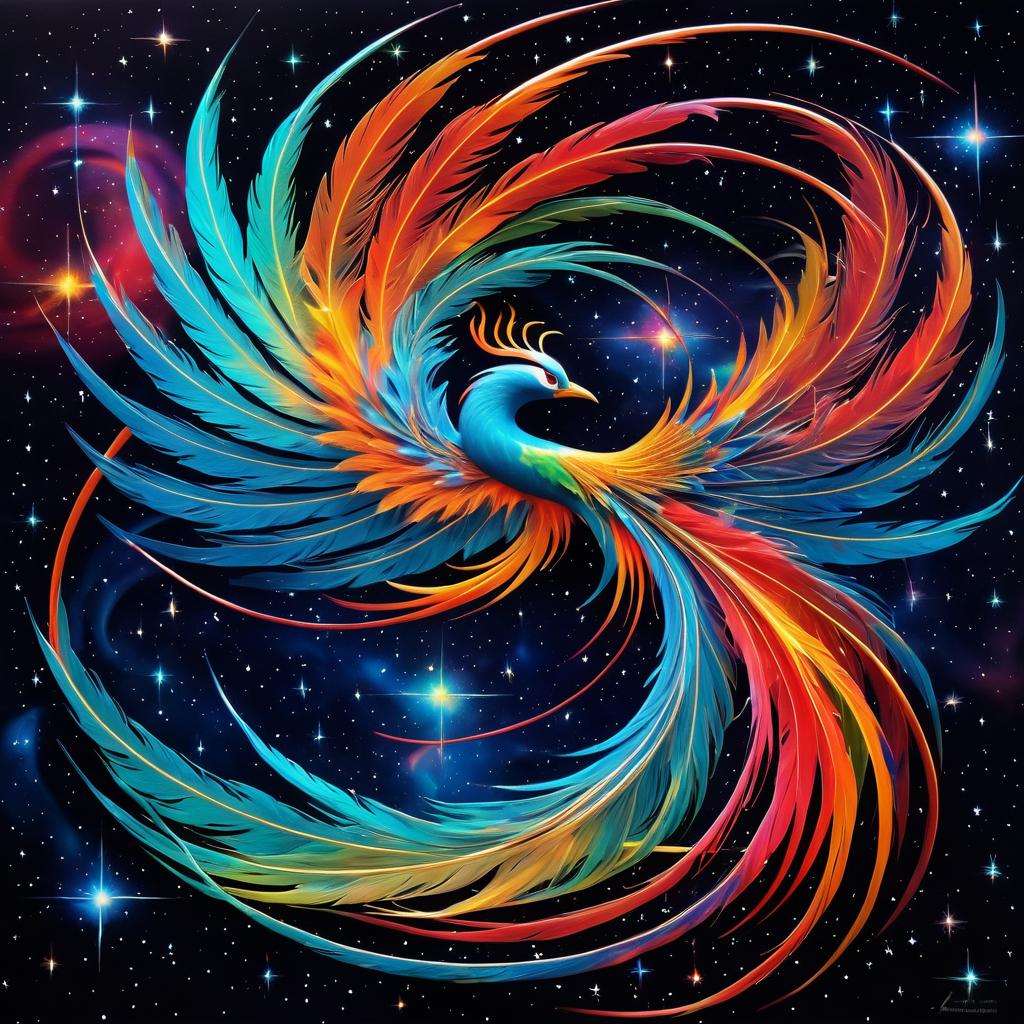 Surreal Phoenix in Cosmic Wonderland