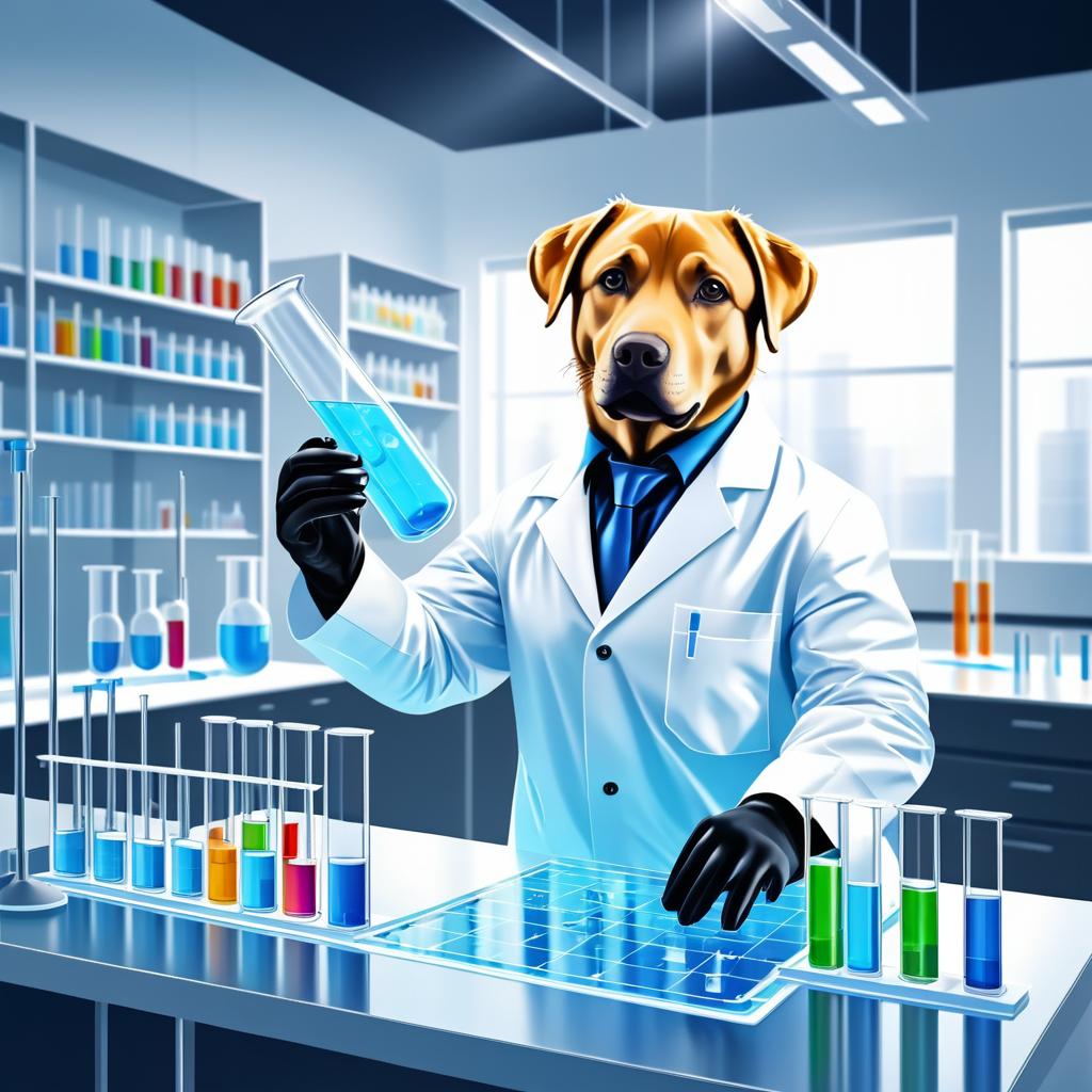 Labrador Scientist in a High-Tech Lab