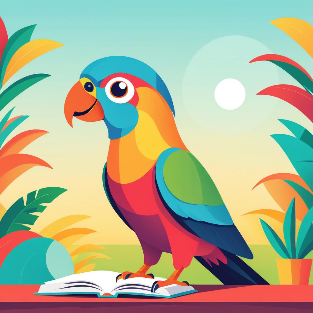 Colorful Cartoon Parrot Book Cover Design